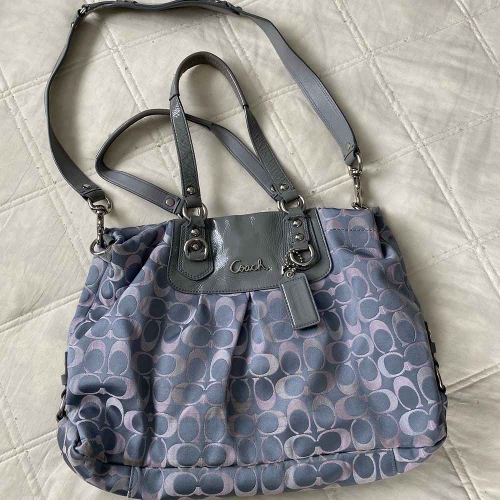 Coach Gray Shoulder Bag with Slouchy Shape and Adjustable Straps